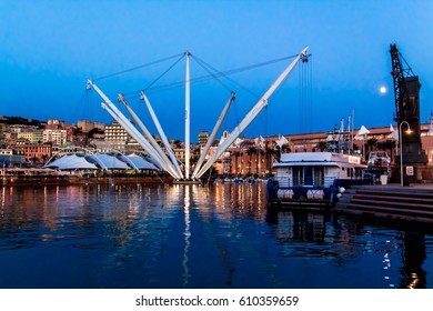 The Port Of Genoa By Night, Italy