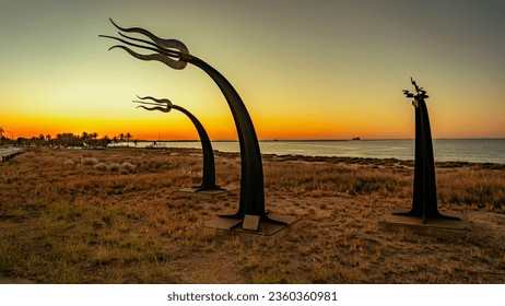 Port Hedland art object near the coastline, WA, Australia