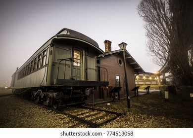 Port Huron, Michigan, USA - February 23, 2017: Vintage Train Car And Station On Display At The Thomas Edison Depot Museum In Port Huron, Michigan
