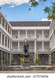 Port Louis, Mauritius - December 25, 2015: Statue Of Sir William Stevenson, Governor Of Mauritius, Government House In Port Louis, Mauritius.