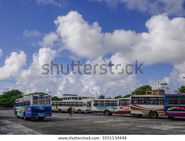 Port Louis, Mauritius - Jan 4, 2017.\
Bus station in Port Louis, Mauritius. Port Louis is the country\
economic, cultural and political\
centre.