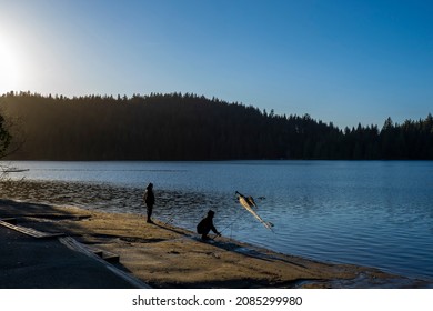 Port Moody, BC Canada - December 2, 2021: Landscape From White Pine Beach In The Afternoon