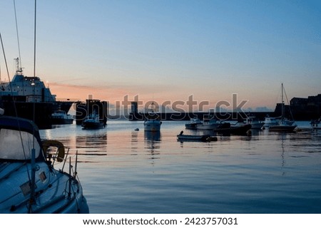 Port moorage at the sunrise