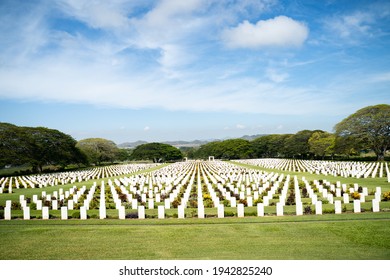 PORT MORESBY, PAPUA NEW GUINEA - FEBRUARY 7, 2021: Australia Defence Force Families Visiting Bomana War Cemetery.