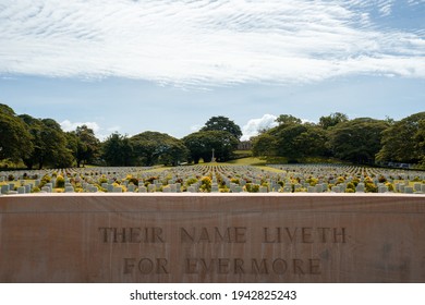 PORT MORESBY, PAPUA NEW GUINEA - FEBRUARY 7, 2021: Australia Defence Force Families Visiting Bomana War Cemetery.