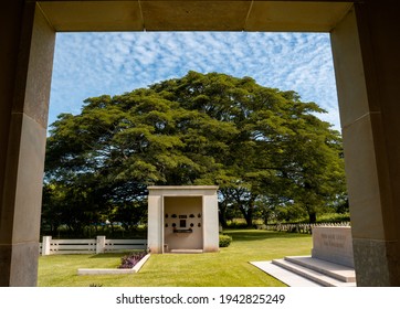 PORT MORESBY, PAPUA NEW GUINEA - FEBRUARY 7, 2021: Australia Defence Force Families Visiting Bomana War Cemetery.