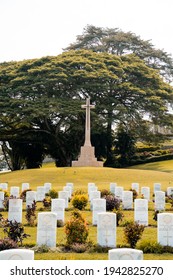 PORT MORESBY, PAPUA NEW GUINEA - FEBRUARY 7, 2021: Australia Defence Force Families Visiting Bomana War Cemetery.