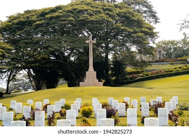 PORT MORESBY, PAPUA NEW GUINEA - FEBRUARY 7, 2021: Australia Defence Force Families Visiting Bomana War Cemetery.