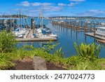 Port Orchard marina boats docked and the surrounding landscape Washington state.