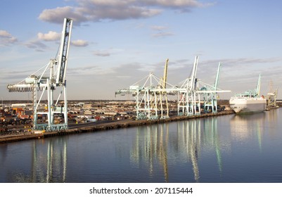 Port With Reflections In The Evening Light (Jacksonville, Florida).