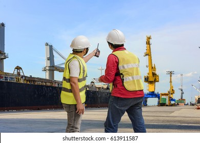 Port Safety Controler Surveying Port Terminal Stock Photo 613911587 ...