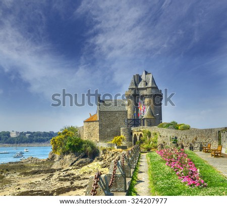 Port Solidor and the Solidor tower, Saint Malo in Brittany, France.