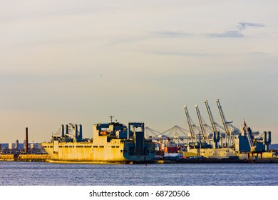 Port In Upper New York Bay, USA