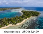 Port Vila, Vanuatu: Aerial view of the Iririki island in the Port Vila lagoon in Vanuatu in the south Pacific