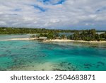 Port Vila, Vanuatu: Aerial view of the Iririki island and resort in the Port Vila lagoon in Vanuatu in the south Pacific