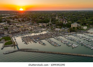 Port Washington Wisconsin Aerial Sunset