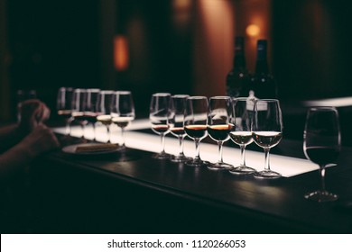 Port wine tasting in cellar restaurant