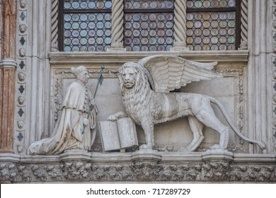 Porta Della Carta Of The Doges Palace In Venice, Italy