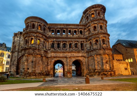 Porta Nigra, an ancient roman gate in Trier, Germany, is the main historical landmark and UNESCO World Culture heritage site ストックフォト © 