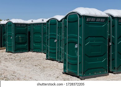 Porta Potty Storage Area. Portable Toilets Are Usually Seen At Concerts, Parks And Construction Sites.