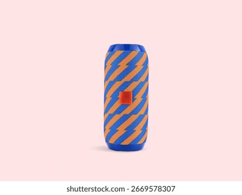 Portable Bluetooth Speaker with Bold Orange and Blue Zigzag Design