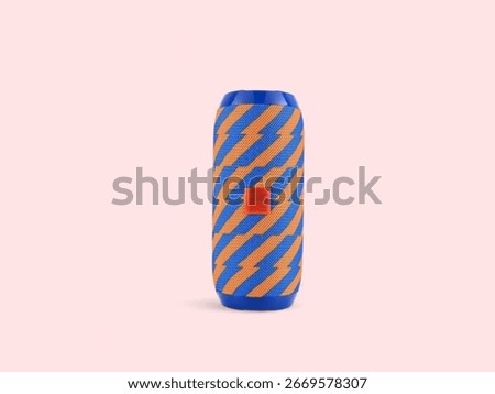 Portable Bluetooth Speaker with Bold Orange and Blue Zigzag Design
