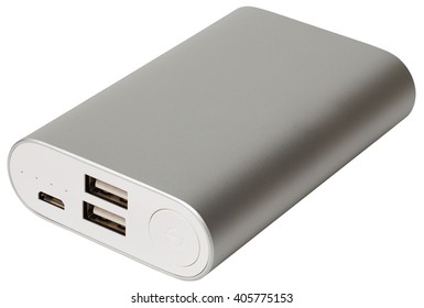 Portable Charger For Mobile Devices On White Background