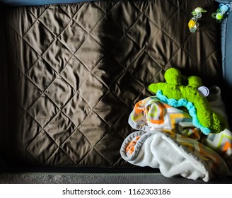 Portable Crib With Infant Blanket And Stuffed Animal