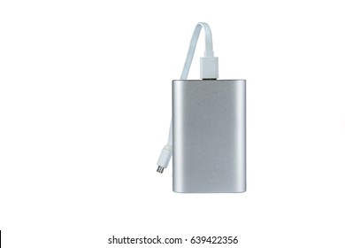 Portable External Battery Isolated On A White Background .