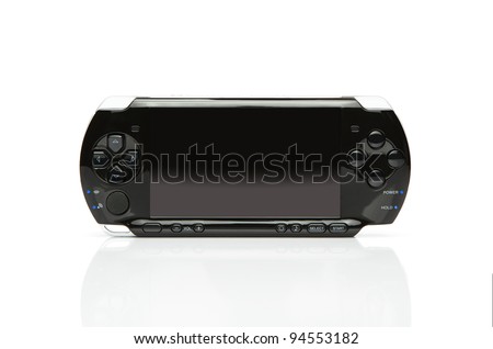 Portable game console with clipping path for the screen