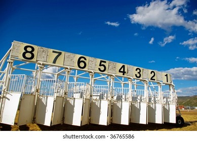 A Portable Horse Race Starting Gate At The County Fair.