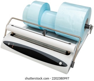 Portable Medical Sealing Machine Isolated Over White Background.