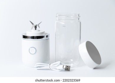 Portable Mini Blender For Making Smoothie Isolated On White Background.