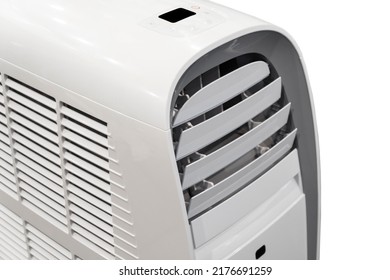 Portable Mobile Room Air Conditioner Isolated On White Background. New Portable Air Conditioner Unit AC Isolated