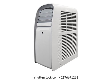 Portable Mobile Room Air Conditioner Isolated On White Background. New Portable Air Conditioner Unit AC Isolated