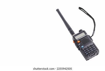Portable radio transceivers isolated on white background.