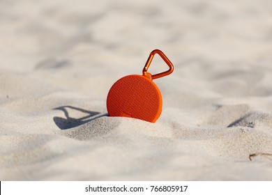 Portable Wireless Speaker On The Beach