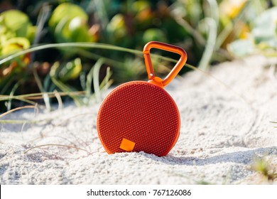 Portable Wireless Speaker On The Beach