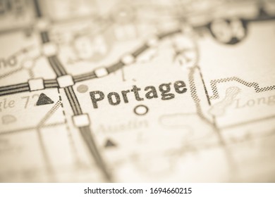 Portage. Michigan. USA On A Geography Map.