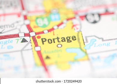 Portage. Michigan. USA On A Geography Map.