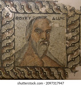 Portait of Thucydides - Athenian historian and general. Floor mosaic. Ancient Lycia