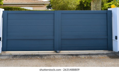 portal double high classic gray steel aluminum grey metal gate entrance car door home of garden house