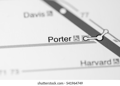 Porter Station. Boston Metro Map.