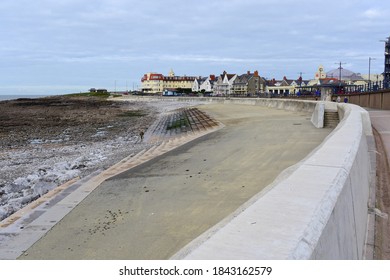 Porthcawl, Bridgend County Borough  / Wales UK - 10/16/2020: A View Along The Curving Promenade By The Sea At Porthcawl.