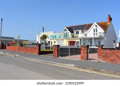 Porthcawl, Bridgend County Borough, Wales UK - 6.17.2022: Recently Refurbished Homes Overlooking The Beautiful Newton Beach And Bay.