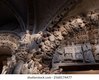 Portico of Glory, transitional style between Romanesque and Gothic, by master Mateo and his workers, Santiago de Compostela, province of La Coruña, Galicia,