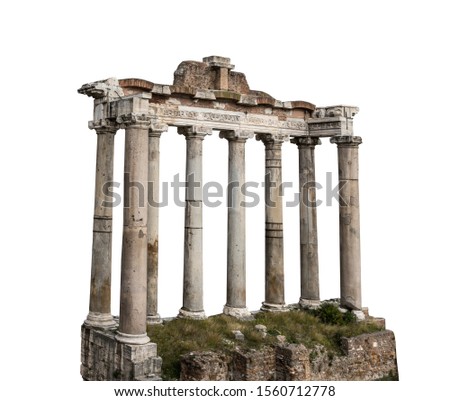 The Porticus Deorum Consentium (Italian: Portico degli Dei Consenti - English: Portico of the Harmonious Gods) in Romanum Forum (Rome) isolated on white background