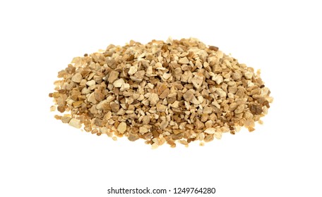 A portion of cut orris root isolated on a white background.