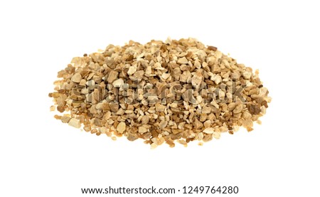 A portion of cut orris root isolated on a white background.
