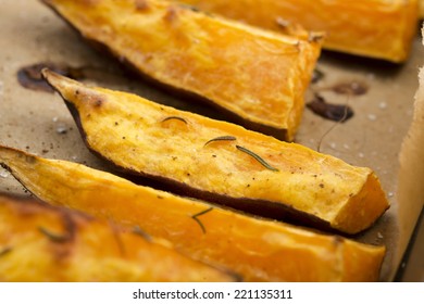 Portion Of Fresh Baked Sweet Potato Wedges